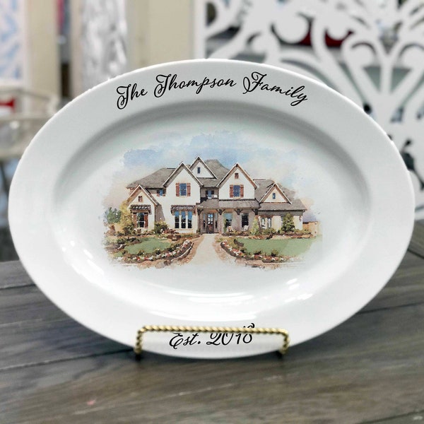 Large House Platter, Housewarming Gift, Christmas Gift for Families, First Home Gift, Our First Home Platter, Personalized Christmas Gift