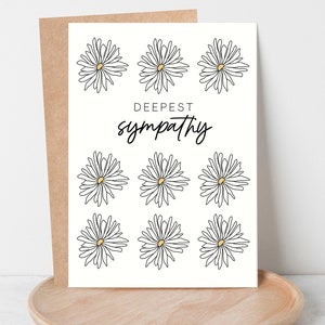 Carte de sympathie, Carte de sympathie la plus profonde avec des fleurs, Cadeau de pensée pour vous, Cadeau de deuil, Blanc à l’intérieur