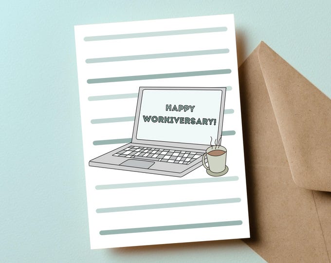 Happy Workiversary Card, Coworker Anniversary Gift