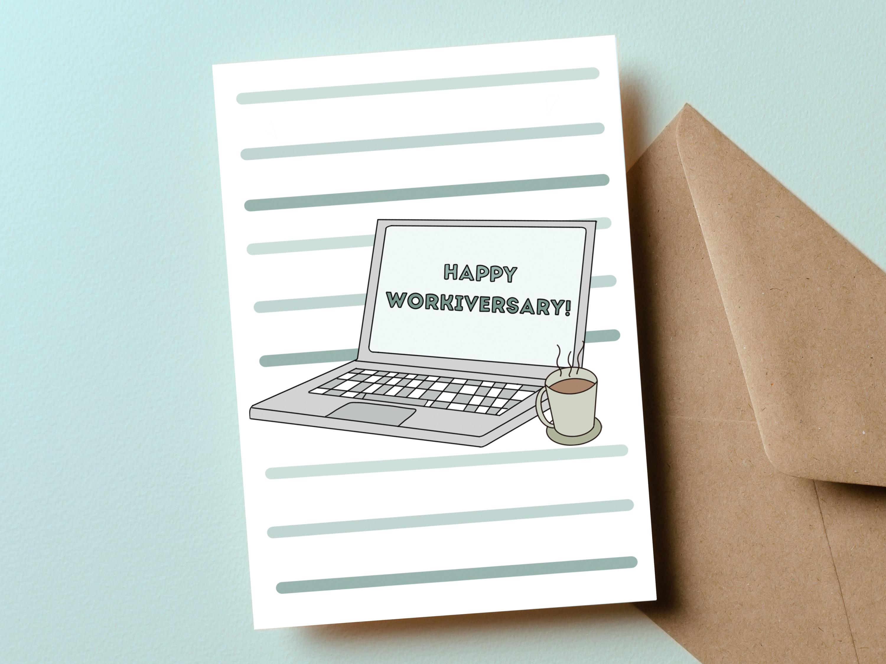 Karte für Mitarbeiter, Happy Work Jubiläumskarte, Happy Workiversary, Mitarbeiteranerkennung, Arbeitsjubiläumsgeschenk, Mitarbeiter Coworker