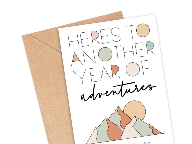 Printable 5x7 Mountain Birthday Card Hiking Birthday Card - Etsy