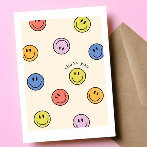 Carte de remerciement pour enseignant et collègue - Smiley joyeux anniversaire remerciement, remerciement unique