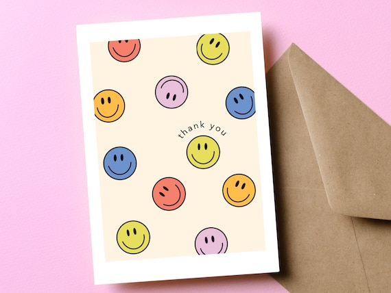 Thank You Card for Teacher & Coworker - Smiley Happy Face Birthday