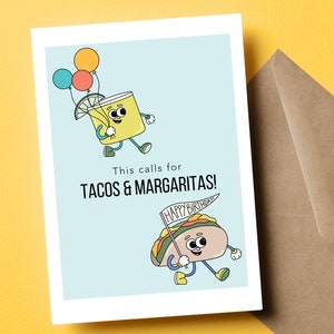 Carte d'anniversaire amusante, tacos et margaritas, mardi tacos, fiesta d'anniversaire, carte d'anniversaire pour meilleur ami, carte meilleur ami