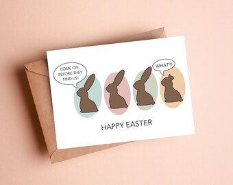 Funny Easter Card, Easter Greeting Card, Happy Easter Card, Chocolate Bunny, Gift for Kids, Easter Basket Ideas, Spring