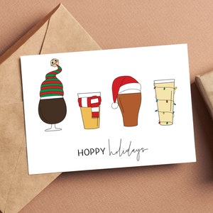 Lustige Weihnachtskarte, Bier Weihnachtskarte, frohe Feiertage Karte mit Bier, lustige Handwerks-Bier Feiertagskarte, hoppy Feiertage