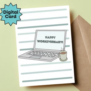 Tarjeta imprimible de feliz aniversario laboral de compañeros de trabajo, regalo de feliz aniversario laboral, tarjeta para reconocimiento de empleados, agradecimiento a empleados