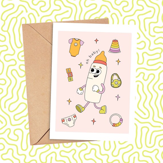 Babyparty Glückwunschkarte – Süße Karte Zur Geburt Mit Umschlag, Entfaltet 27x20,5 Cm (Stil 2)