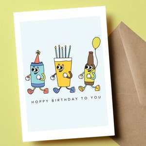 Anniversaire houblonné, amateur de bière, carte d'anniversaire de bière, carte d'anniversaire de papa, carte d'anniversaire de frère, bière à la main, bière artisanale, amateur de bière