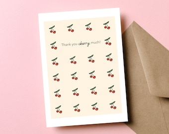 Thank You Cards, Thank You Cherry Much, Cherry Gifts, Thank You Gifts, Summer Cards, Fruit Cards, Cherries, For Friend, Punny Thank You Card