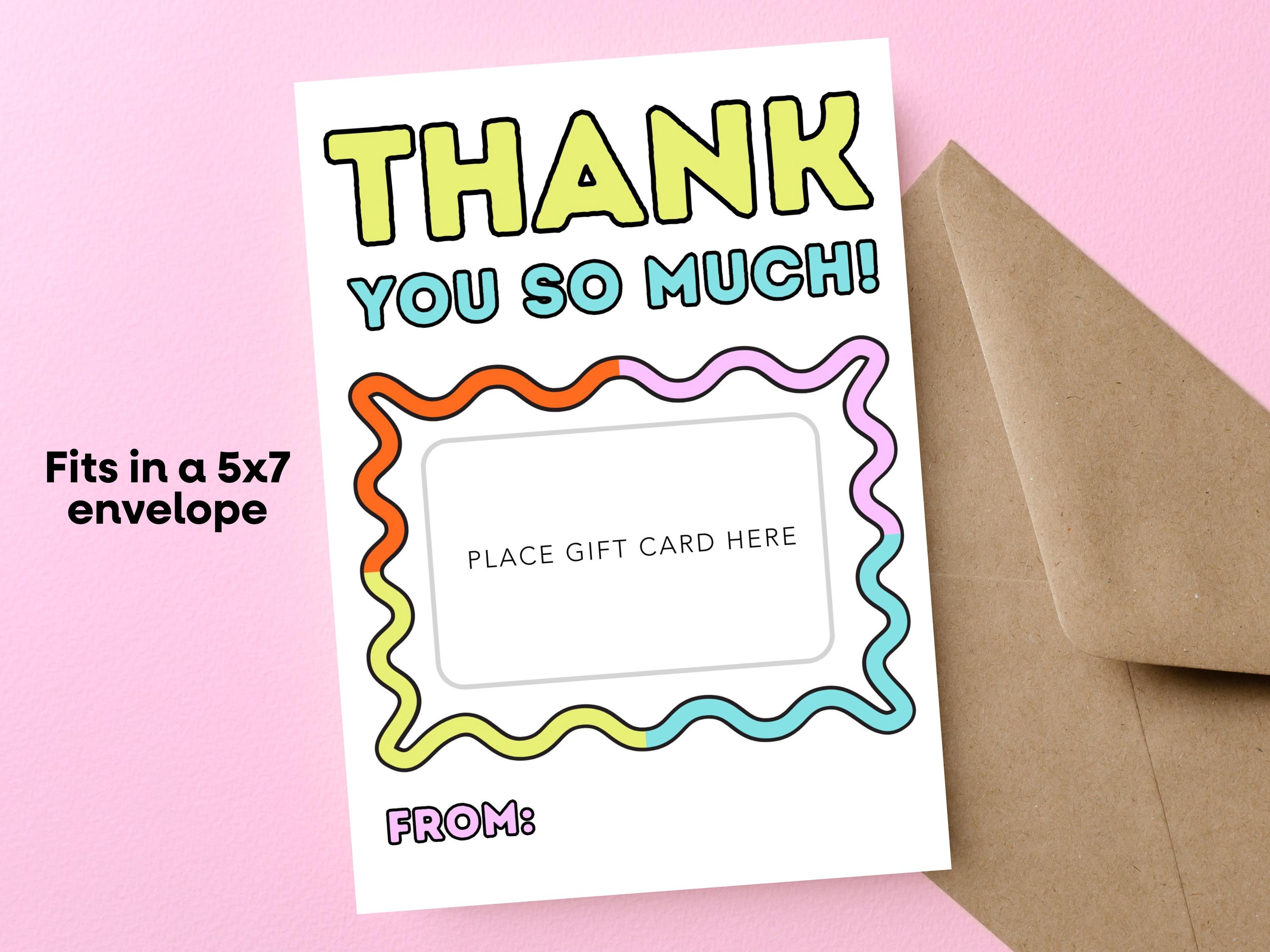 Printable Thank You Gift Card Holder: Teacher Employee Appreciation ...