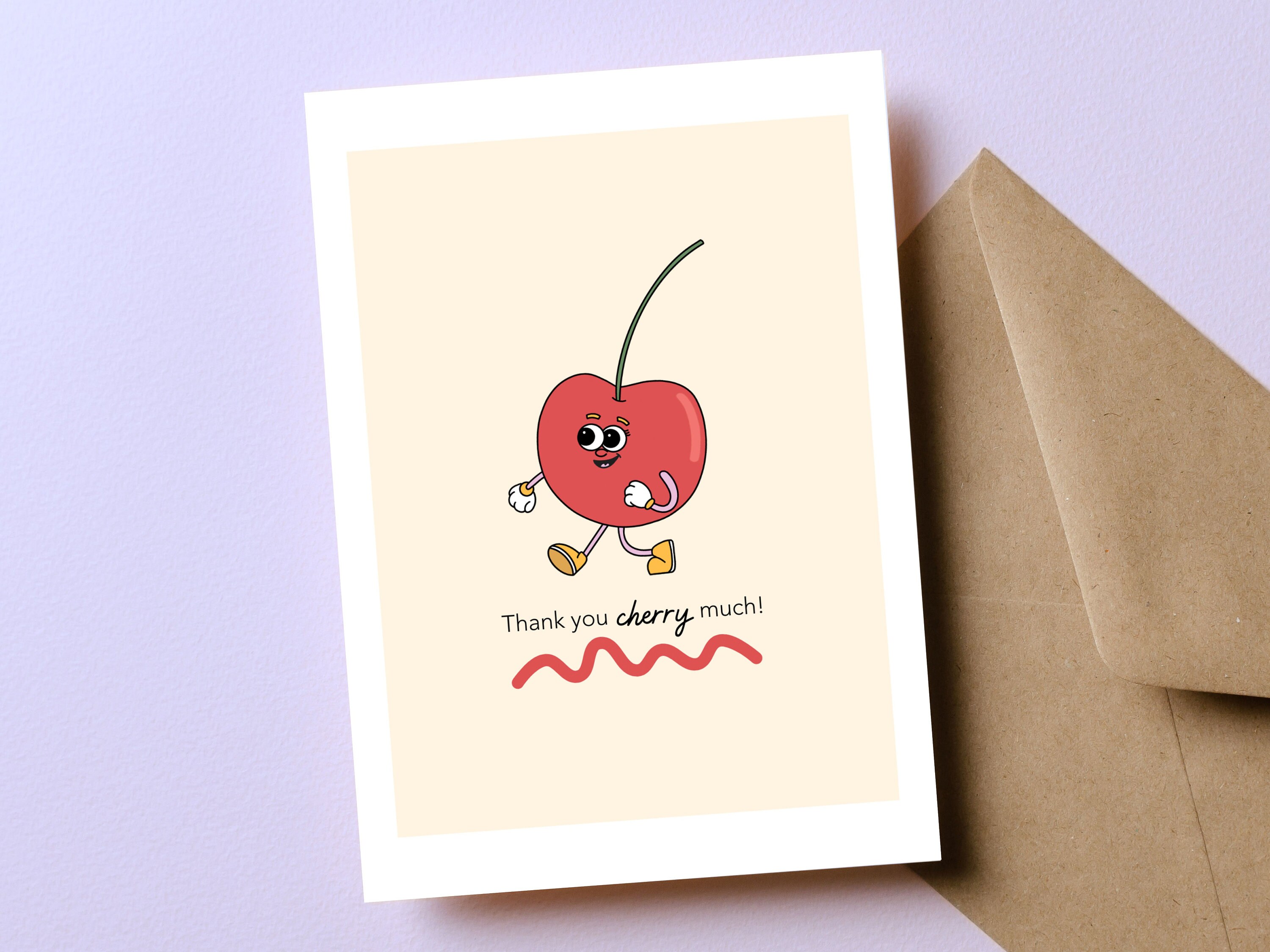 Thank You Cards, Thank You Cherry Much, Cute Cherry Cartoon
