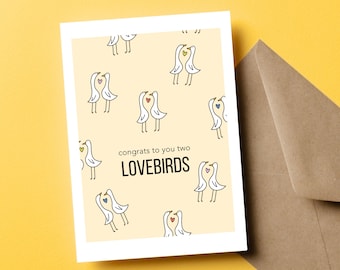 Lovebirds, Congrats Wedding Card, Lovebird Gifts, Congrats Engagement Card, Love Greeting Card, Bridal Shower Card, Best Friend Wedding