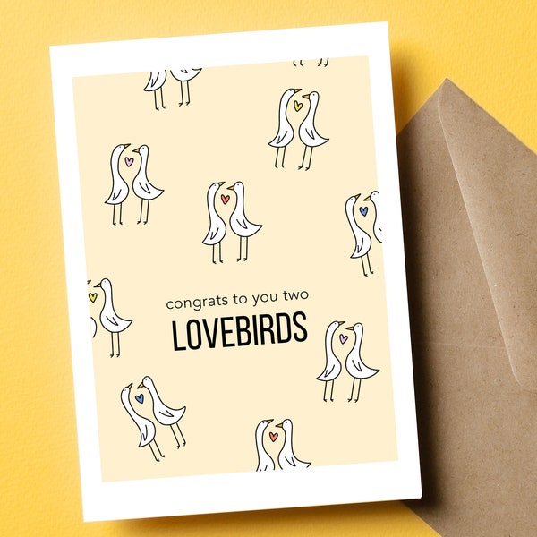 Lovebirds, Congrats Wedding Card, Lovebird Gifts, Congrats Engagement Card, Love Greeting Card, Bridal Shower Card, Best Friend Wedding