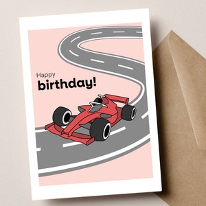 Carte de joyeux anniversaire de course de Formule 1, cadeau d'anniversaire parfait pour le sport automobile, carte d'anniversaire F1