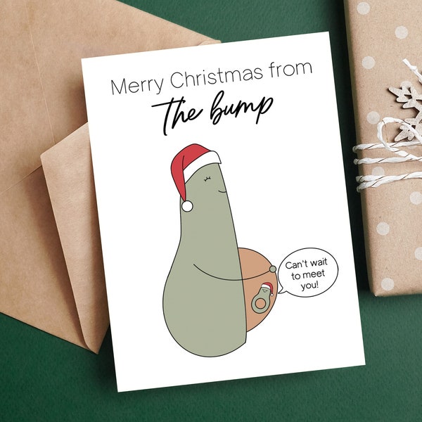 Dad to Be Christmas Card, Pregnancy Announcement, Merry Christmas from the Bump, Gift for Husband, Card from Pregnant Wife