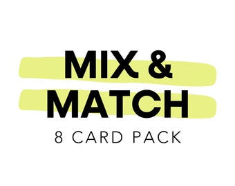 Mix and Match Cards, 8 Card Set, Greeting Card Set, A2 Greeting Cards, Cards with Envelopes, Choose your Own Cards