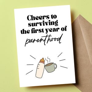 Carte de premier anniversaire, 1er anniversaire, cadeau pour les nouveaux parents, Bravo pour avoir vécu sa première année dans la parentalité, Vous l'avez fait, Étape clé de félicitations
