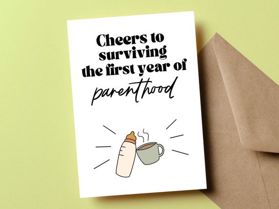 Funny Baby First Birthday Card For New Parents, Baby's 1st...