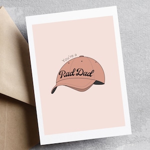 Carte de voeux illustrée de chapeau de papa pour la fête des pères et les anniversaires - cadeaux de papa cool Rad, carte de fête des pères heureuse, carte d'appréciation de papa