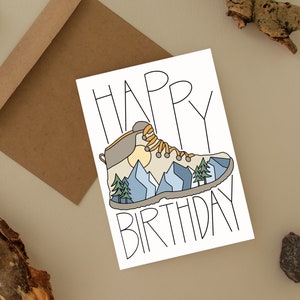 Hiking Birthday Card, Outdoor Birthday Card, Happy Birthday with Hiking Boot and Mountains for Outdoor Enthusiast, Gift for Outdoor Lover image 9