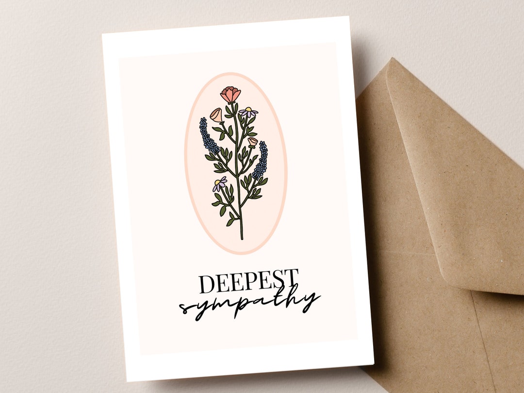 Deepest Sympathy Flower Bunch Card, Beautiful Floral Design, Heartfelt ...