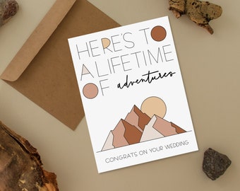 Mountain Wedding Card, Congrats Wedding Card, Here's to a Lifetime of Adventures, Outdoor Gift, Outdoor Wedding Venue