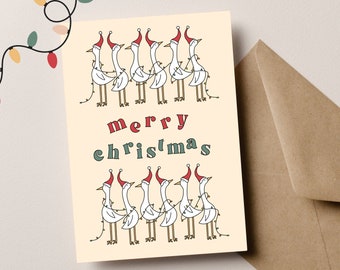 Funny Christmas Card, Silly Goose Christmas, Christmas Card for Kids, Farm Christmas, Cute Merry Christmas Card