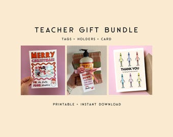 Teacher Gift Tag & Card Bundle | Printable Teacher Appreciation, Gift Card Holders, Thank You Tags