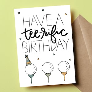 Cadeau pour golfeur, carte d'anniversaire Tee-Rific, carte d'anniversaire de golf, cadeau d'anniversaire pour homme, cadeau de golf