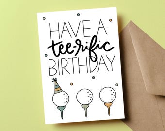 Tee-rific Golf Birthday Card: Gift for Golfer