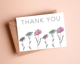 Flower Thank You Card, Baby Shower Thank You Card, Thank You Notes, Small Business Thank You, Teacher Appreciation, Minimalist Thank You
