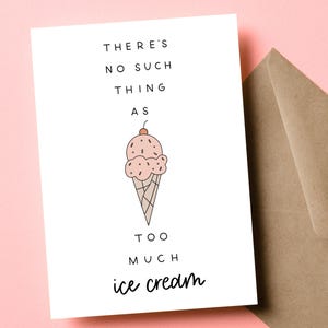 Carte de crème glacée, fête de crème glacée, carte de crème glacée trop chère, cadeau d'anniversaire d'été