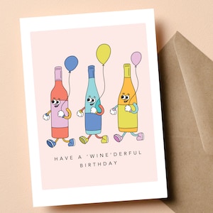 Carte d'anniversaire pleine de vin, jeux de mots sur le vin, cadeau sur le thème du vin, amateur de vin, carte d'anniversaire de vin, carte d'anniversaire drôle, vin rouge, vin cadeau