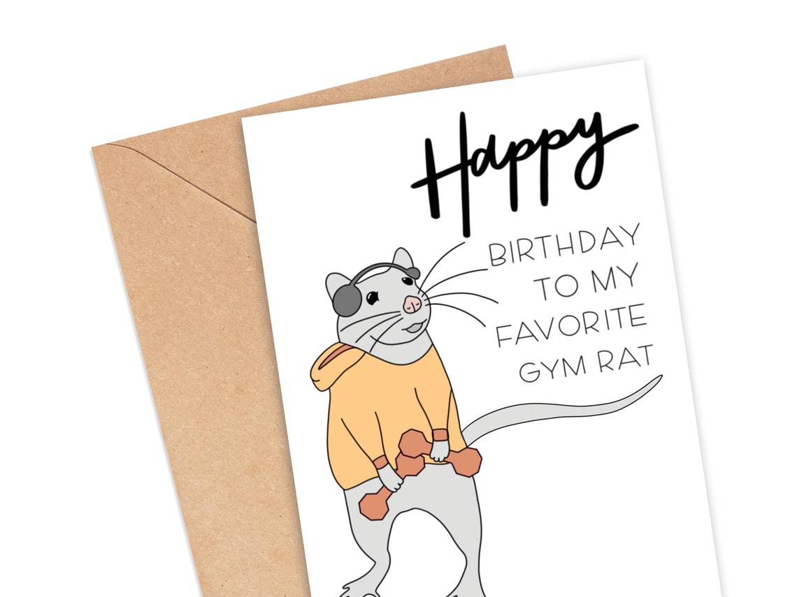 Gym Rat Gift Workout Gift Gym Buddy Gym Birthday Card Etsy