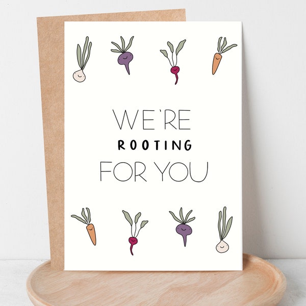 New Job Card, We're Rooting For You, Gift for Co-Worker, Friendship Card, Blank Inside
