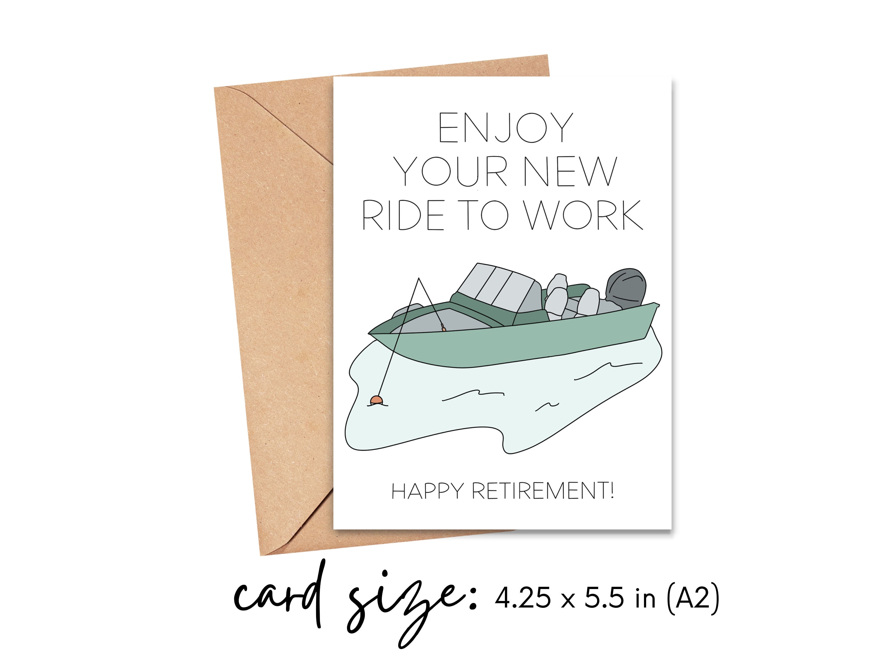 Fishing Retirement Gift, Happy Retirement Card for Fisherman, Enjoy Your  New Ride to Work Fishing Boat, Funny Retirement Gift for Men 