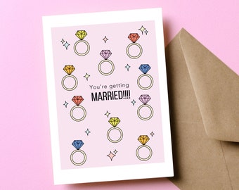 Engagement Card, Happy Engagement Card, Engaged Card, Congrats on Your Engagement, Bridal Shower Card, Bachelorette Card, Best Friend