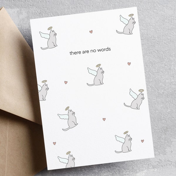 Cat Sympathy Card, Pet Sympathy Card, Cat Loss, Rainbow Bridge, Sorry for Your Loss, There are No Words, Pet Loss Card
