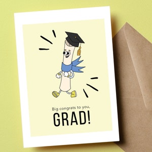 Big Congrats to You Grad, Congratulations Card, Graduation Card, Class of 2024, Diploma, Graduation Cap, High School, College Graduation afbeelding 1