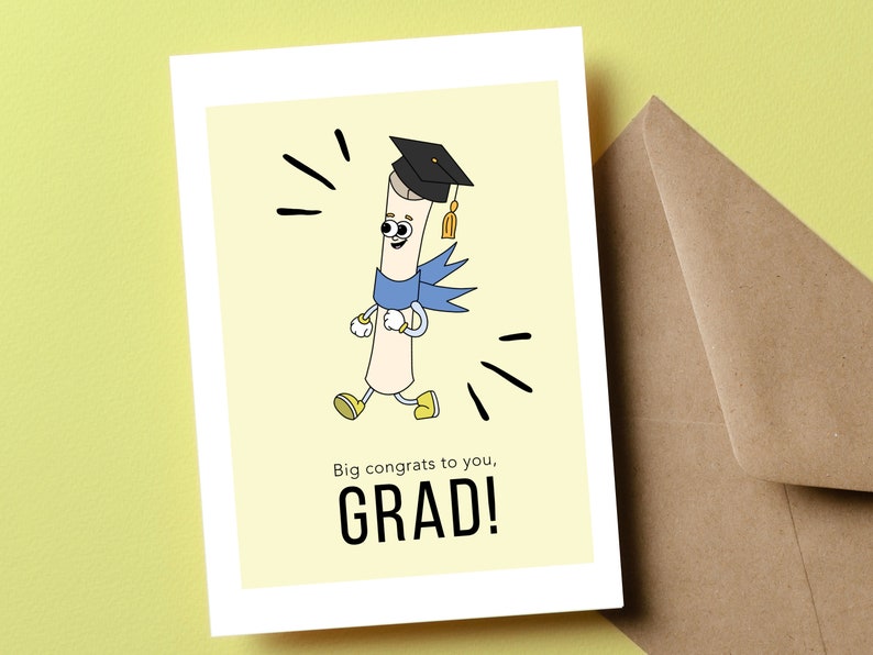 Big Congrats to You Grad, Congratulations Card, Graduation Card, Class of 2024, Diploma, Graduation Cap, High School, College Graduation image 1