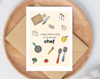 Father's Day Card for Chefs - Heartfelt 'Happy Father's Day to My Favorite Chef' Card, Perfect Gift for Dad Who Loves to Cook