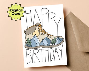 Hiking Boot Birthday Card: Mountain Adventure (Digital Download)
