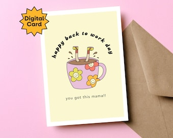 Tarjeta de regreso al trabajo para mamá primeriza: regalo para compañera de trabajo (tarjeta digital)