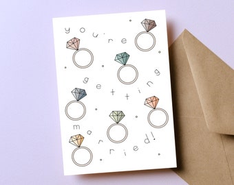 Congrats Engagement Card, Engagement Card for Couple, Bridal Shower Gift, Bachelorette Gift, You&#39;re Getting Married