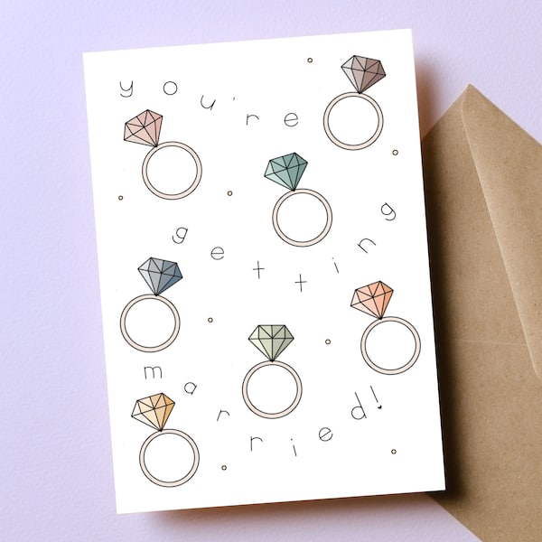 Congrats Engagement Card, Engagement Card for Couple, Bridal Shower Gift, Bachelorette Gift, You're Getting Married