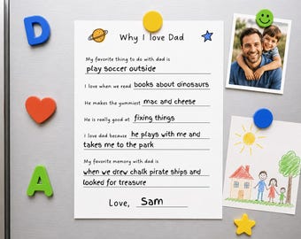 Why I Love Dad Printable, Father's Day Questionnaire for Kids, All About Dad Keepsake, Kids Interview Sheet, Printable Gift for Dad PDF