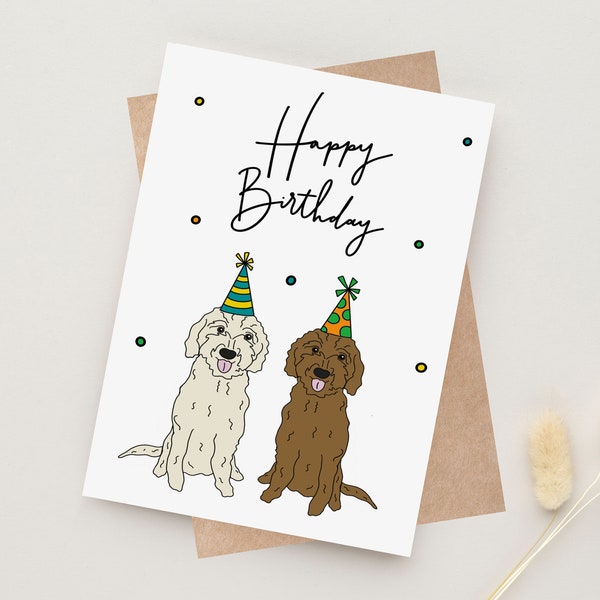 Happy Birthday Goldendoodles Card, Cute Goldendoodle Gift, Birthday Gift for Her, Greeting Card, Blank Inside