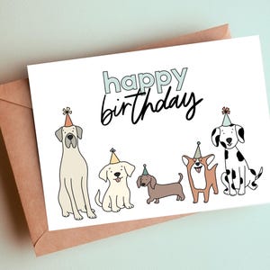 Dog Birthday Card, Happy Birthday Dog, Gift for Dog Lover, Dog Dad & Mom, Kid&#39;s Birthday, Dog Themed Birthday