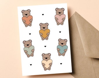 Cute Bear Card, Valentine for Teacher, Gift for Teacher, Valentine's Gift, Daycare Valentine, Daycare Teacher Gift, Happy Valentine's Day